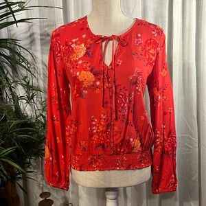 MUDD Red Floral Blouse - Size Medium